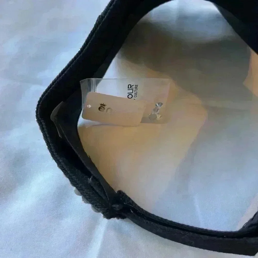 Encour Black Bejeweled Visor
